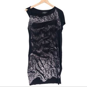 All Saints Black and Gray Asymmetrical Dress